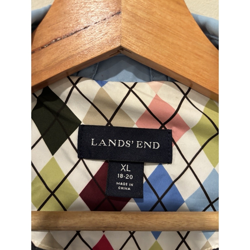 Lands End Women's Light‎ Blue Long Spring Coat Buttons Trench Size XL 18-20 - Picture 3 of 10